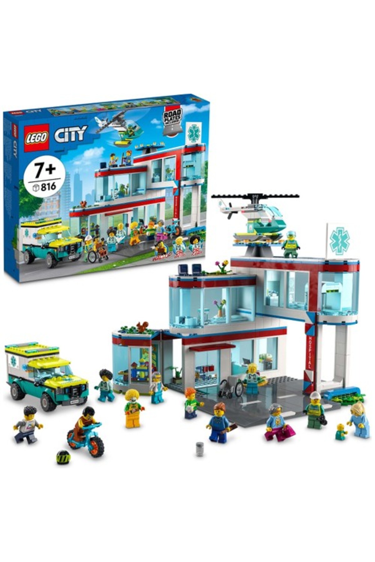 لگو سیتی مدل بیمارستان ست ساخت بیمارستان با آمبولانس و هلیکوپتر نجات کد 60330