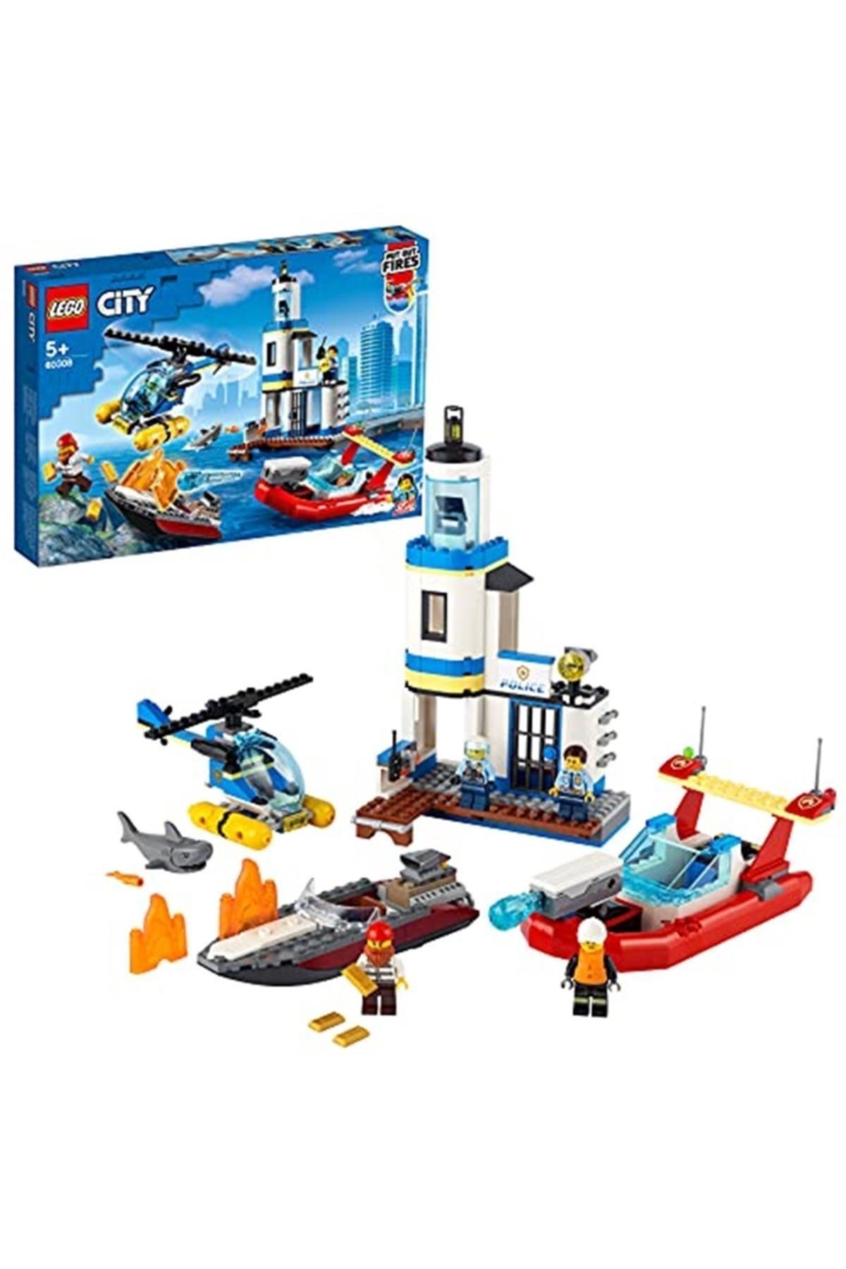 لگو سیتی مدل ست پلیس دریایی و آتش‌نشانی کد 60308