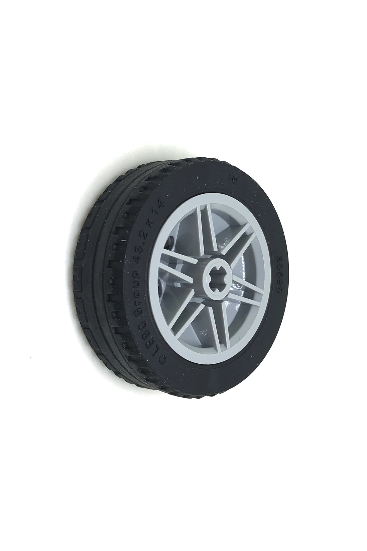 لگو تکنیک مدل تایر سایز 43.2×14 مشکی با رینگ خاکستری روشن (4 عددی)